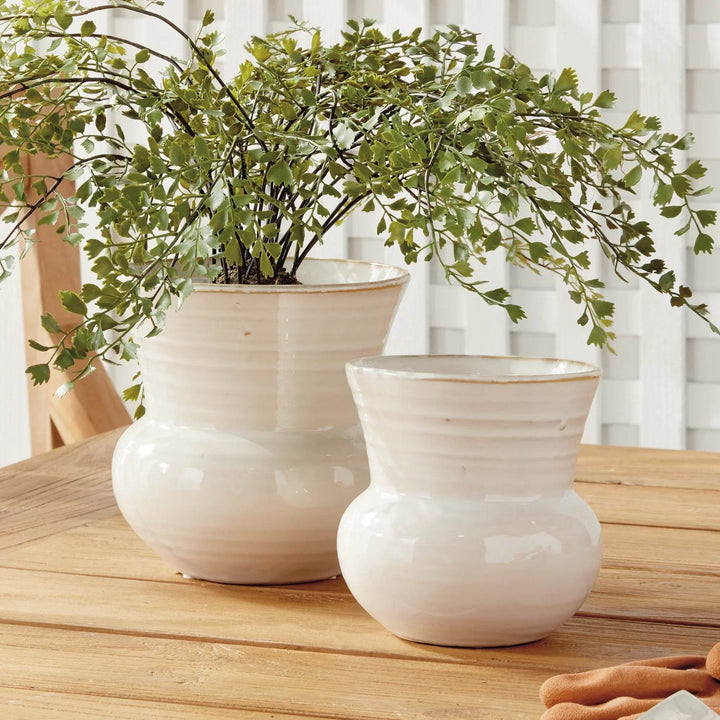 Cream Reactive Glaze Stoneware Planter Pot