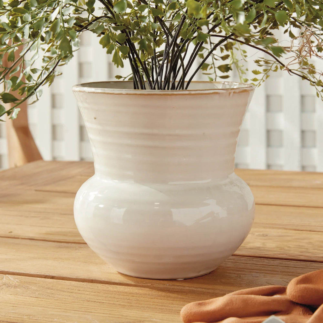 Cream Reactive Glaze Stoneware Planter Pot
