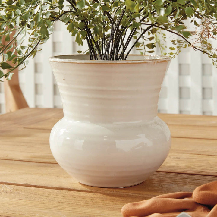 Cream Reactive Glaze Stoneware Planter Pot