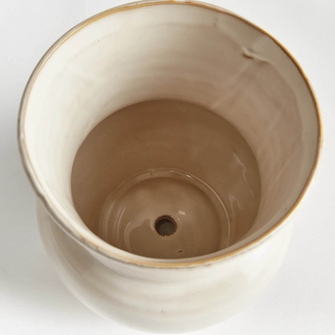 Cream Reactive Glaze Stoneware Planter Pot