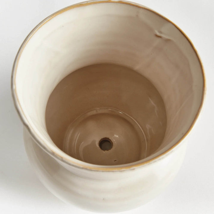 Cream Reactive Glaze Stoneware Planter Pot