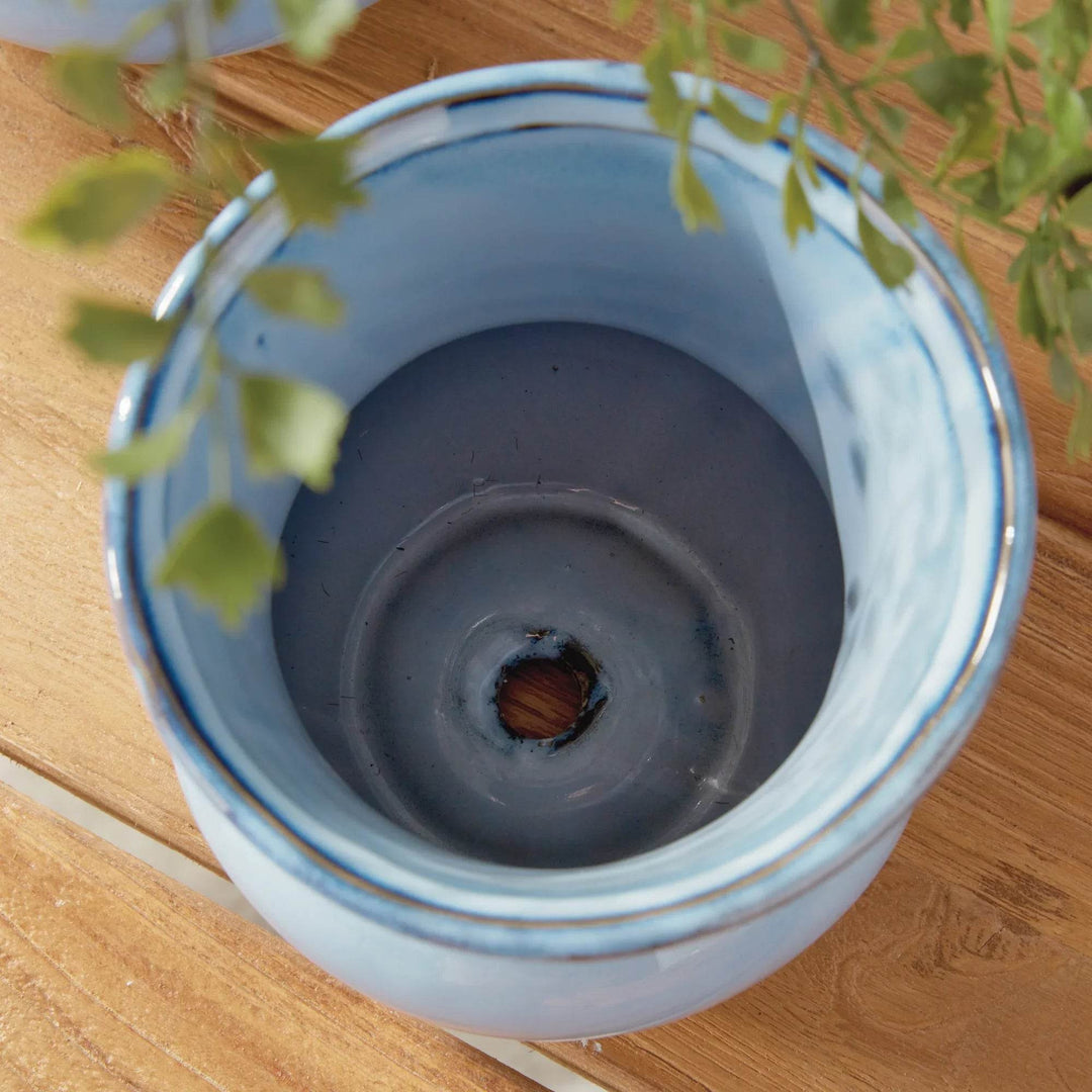 Small Blue Nautical Reactive Glaze Stoneware Planter Pot
