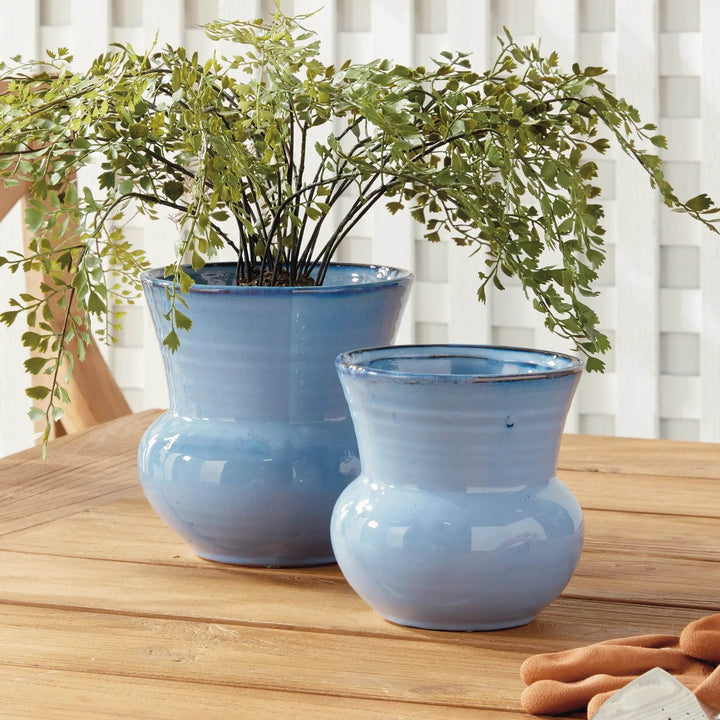 Small Blue Nautical Reactive Glaze Stoneware Planter Pot