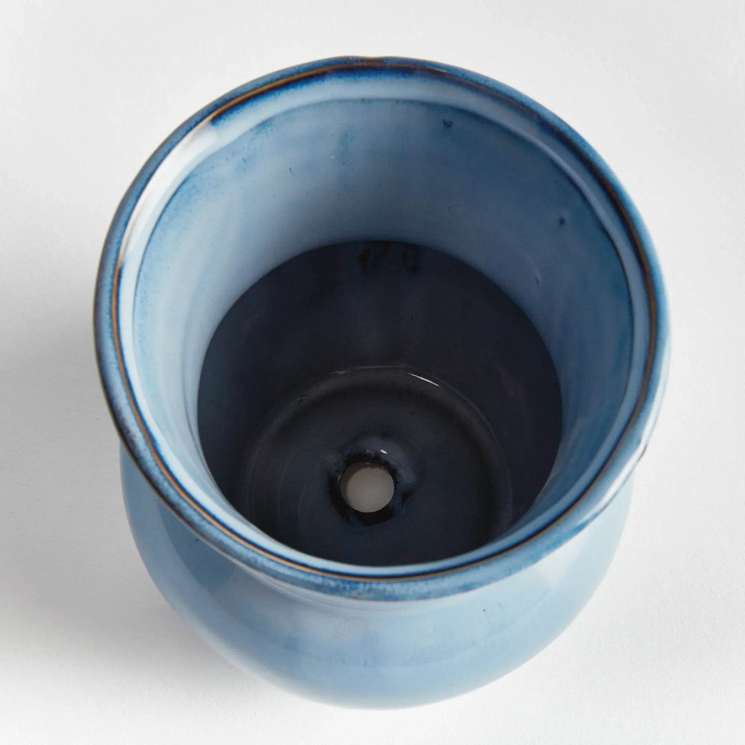 Small Blue Nautical Reactive Glaze Stoneware Planter Pot