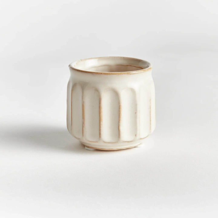 Mini Cream Stoneware Planter Pots - Set Of 6 With Drain Holes - Delamere Design