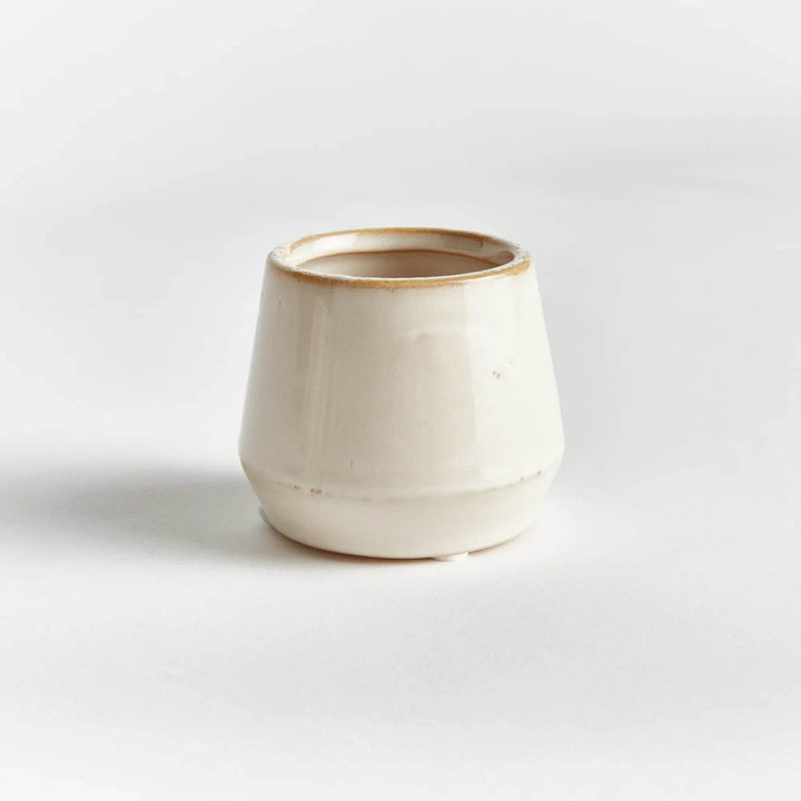 Mini Cream Stoneware Planter Pots - Set Of 6 With Drain Holes - Delamere Design