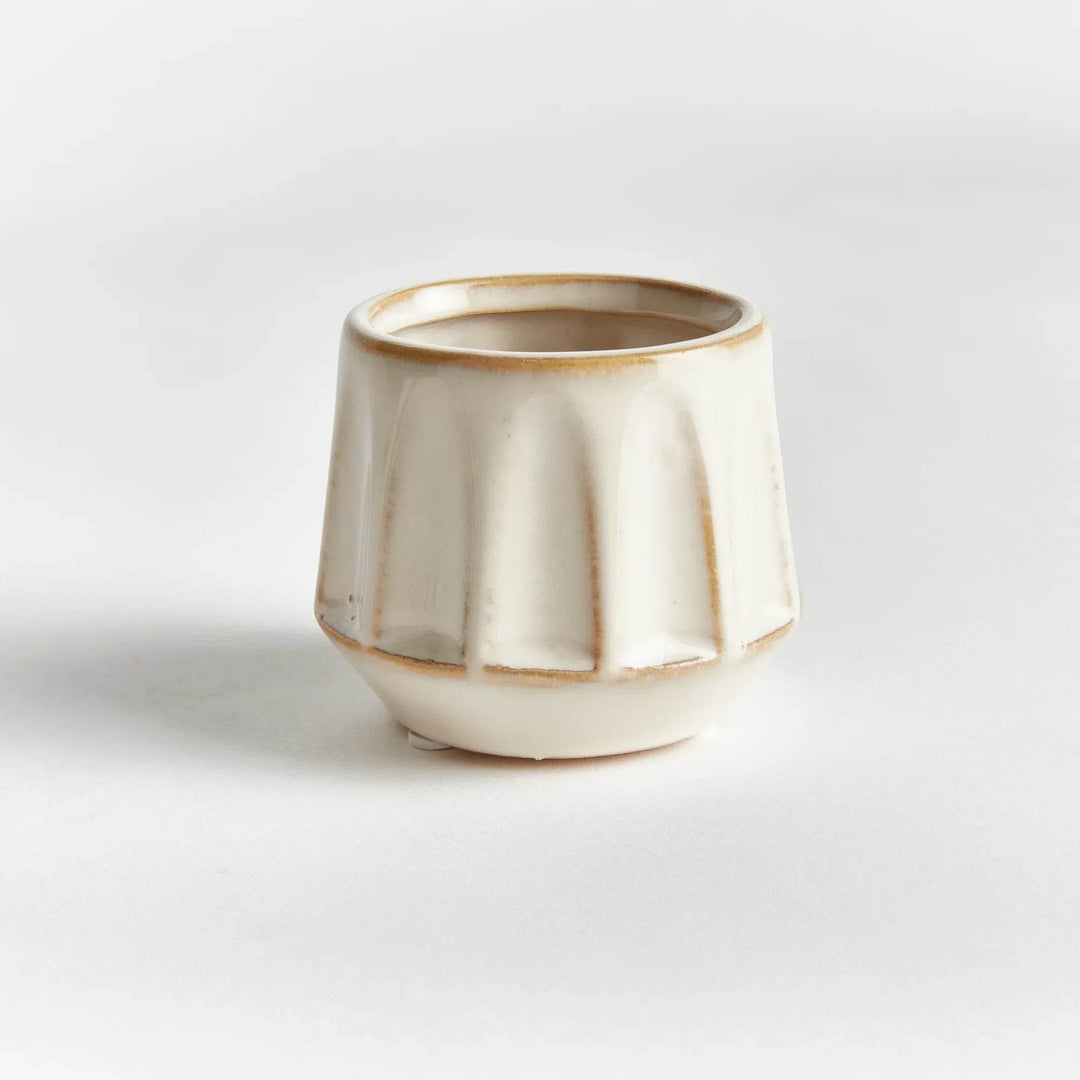 Mini Cream Stoneware Planter Pots - Set Of 6 With Drain Holes - Delamere Design