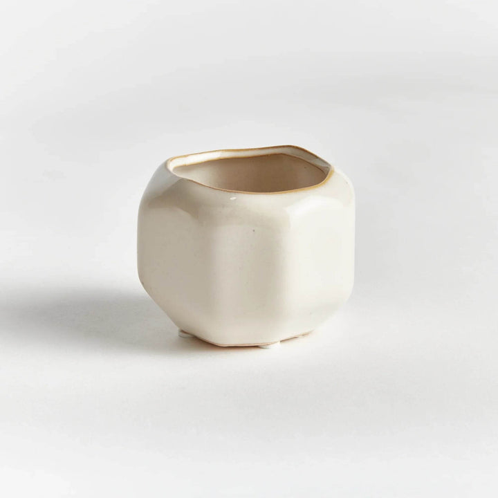 Mini Cream Stoneware Planter Pots - Set Of 6 With Drain Holes - Delamere Design