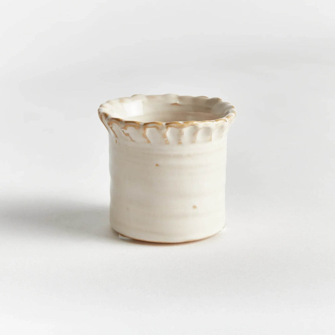 Mini Cream Stoneware Planter Pots - Set Of 6 With Drain Holes - Delamere Design