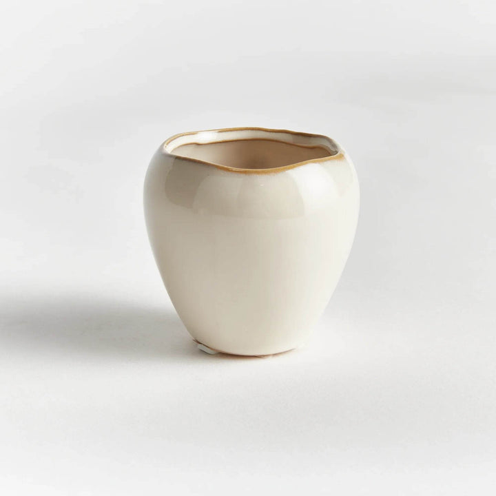Mini Cream Stoneware Planter Pots - Set Of 6 With Drain Holes - Delamere Design