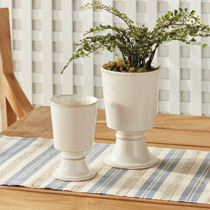 Cream Footed Ceramic Planter Cachepots - Set of 2