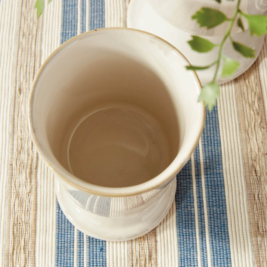 Cream Footed Ceramic Planter Cachepots - Set of 2