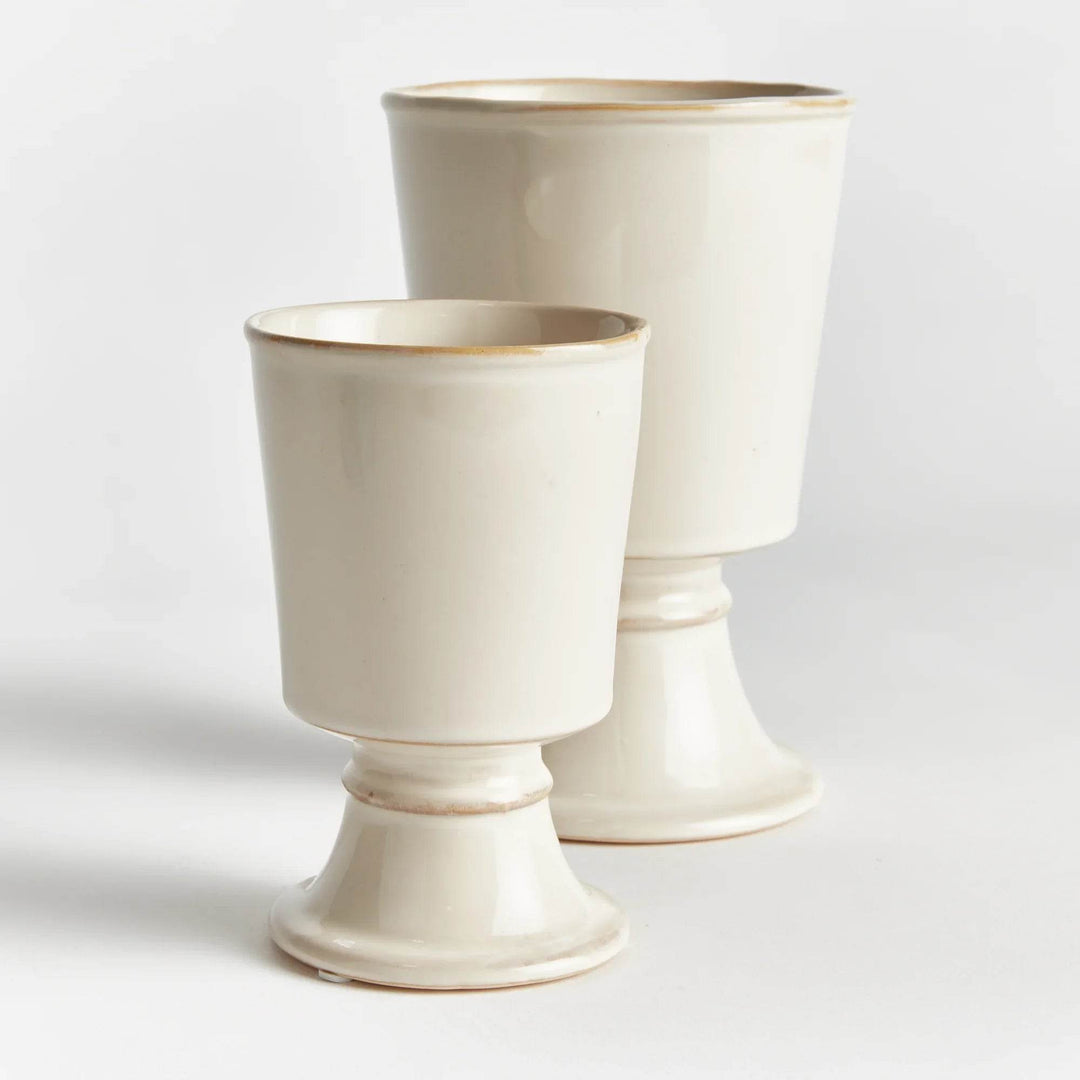 Cream Footed Ceramic Planter Cachepots - Set of 2