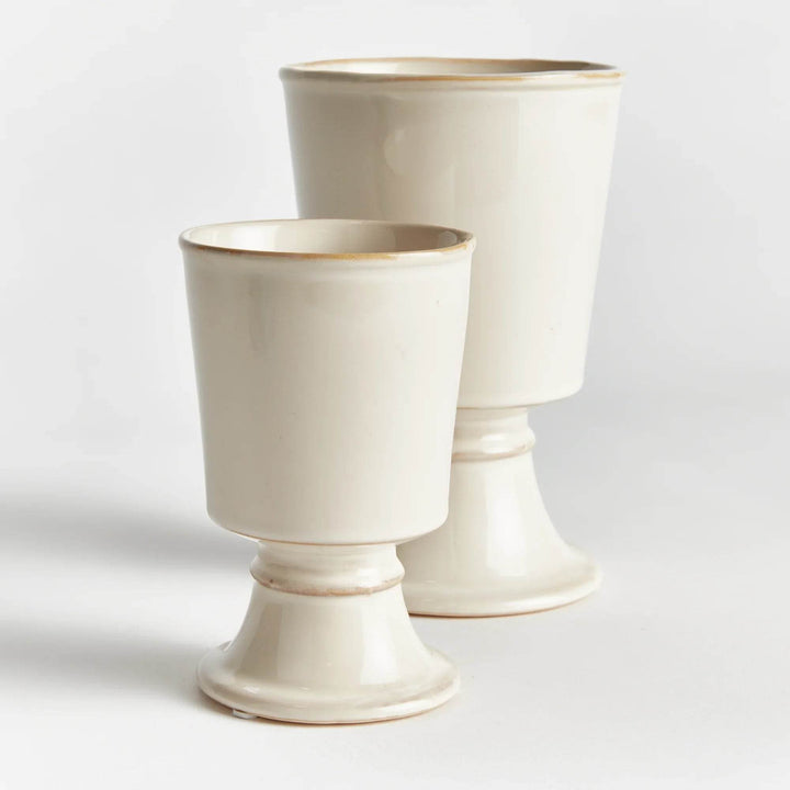 Cream Footed Ceramic Planter Cachepots - Set of 2