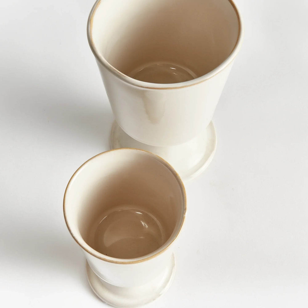 Cream Footed Ceramic Planter Cachepots - Set of 2