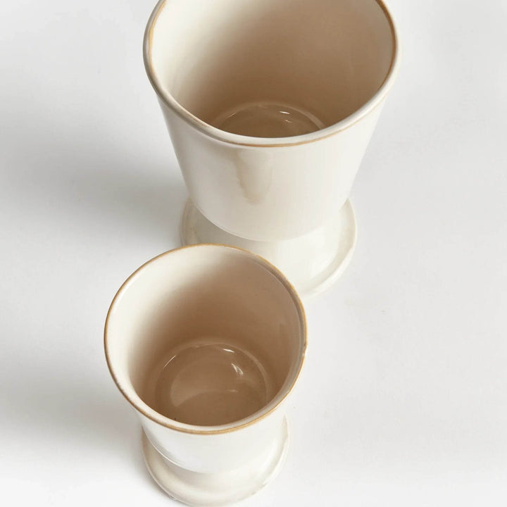 Cream Footed Ceramic Planter Cachepots - Set of 2