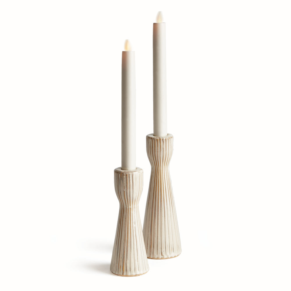 Lesley Taper Holders, Set Of 2, Cream