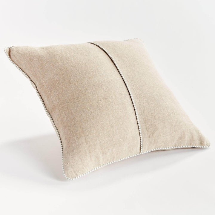 Luxury Flax and Green Woven Linen Pillow 24x24
