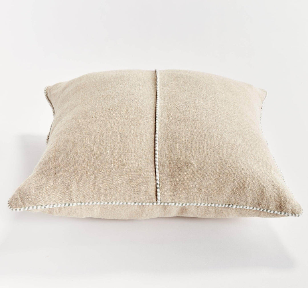 Luxury Flax and Green Woven Linen Pillow 24x24