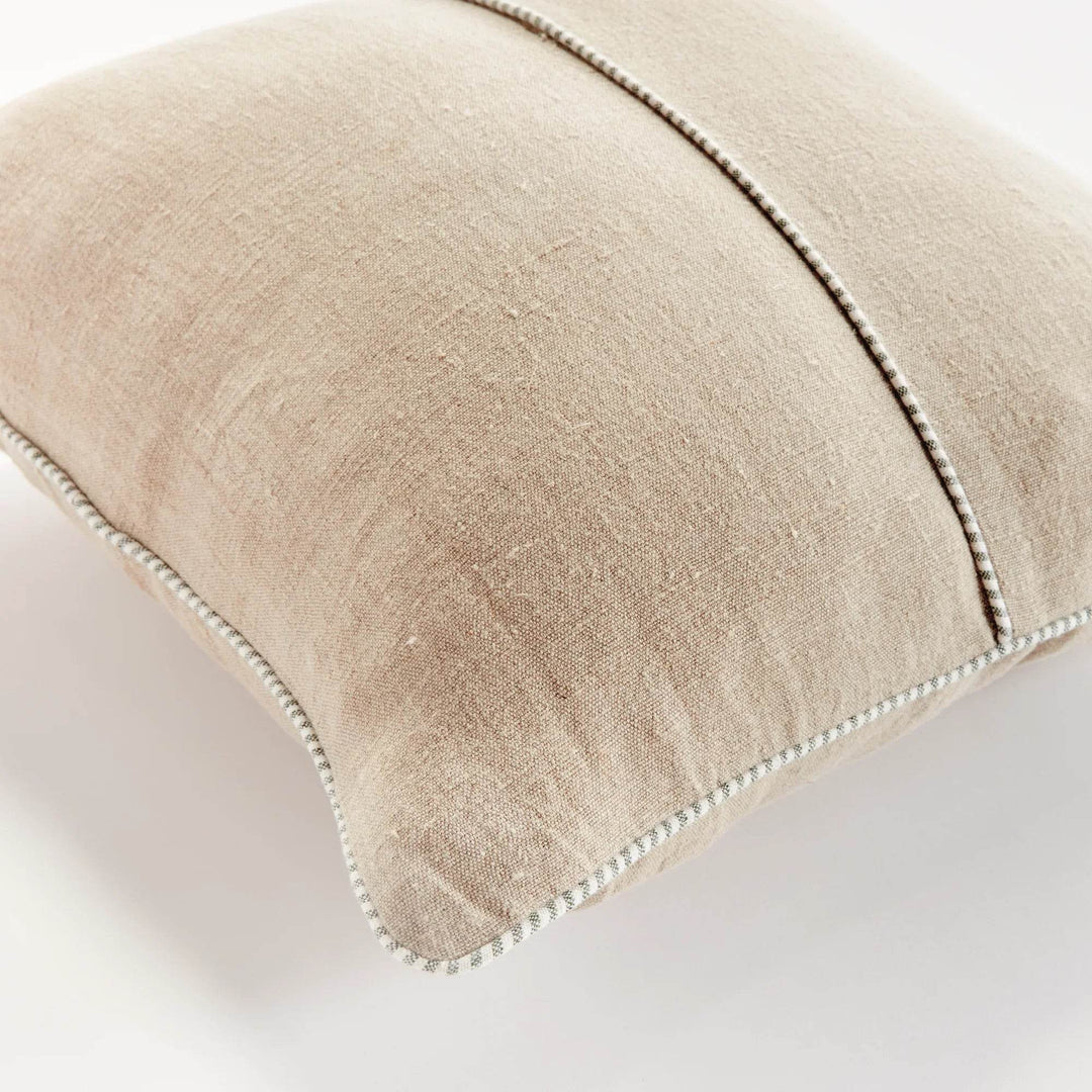 Luxury Flax and Green Woven Linen Pillow 24x24