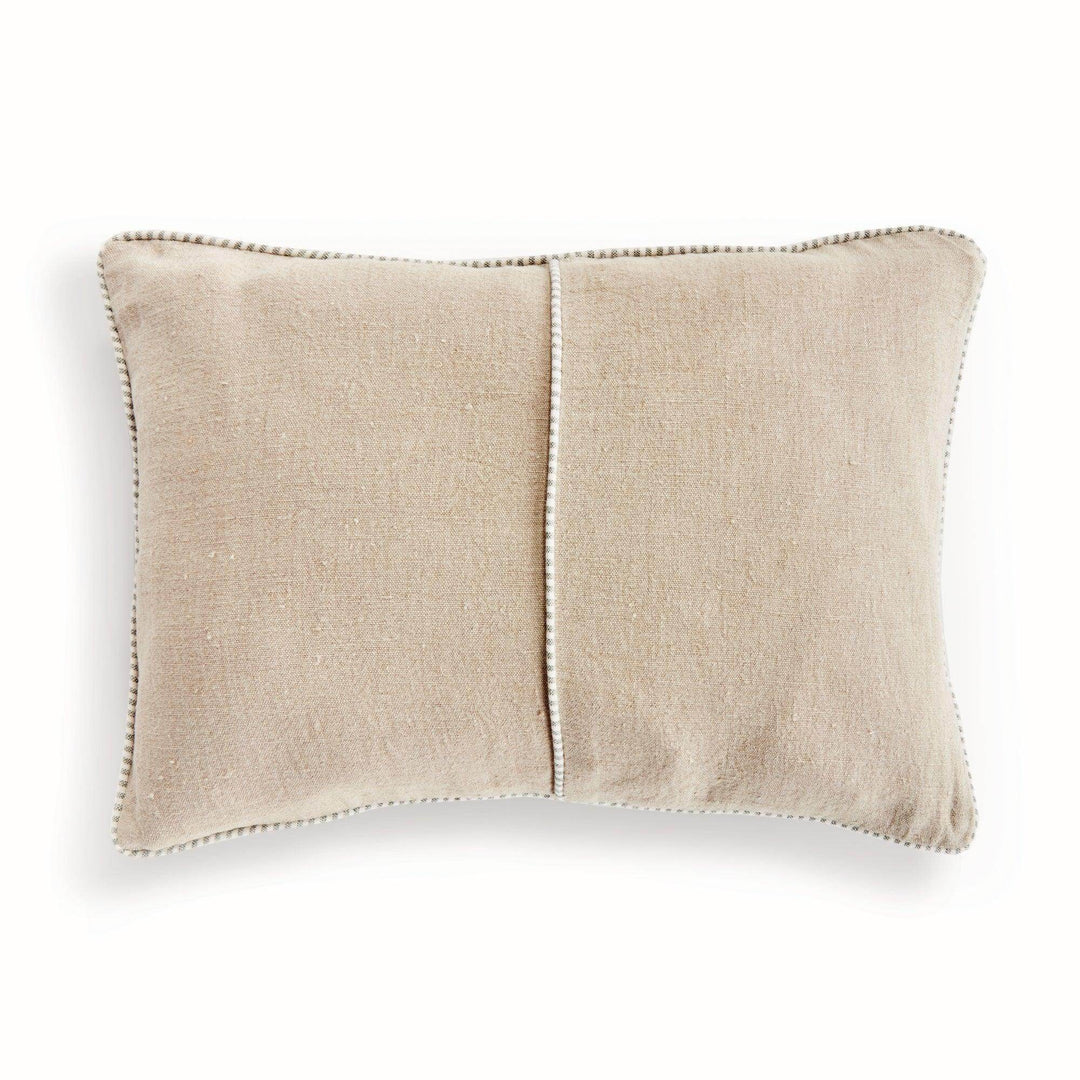 Luxury Flax Linen Lumbar Pillow 14x20 Green Trim
