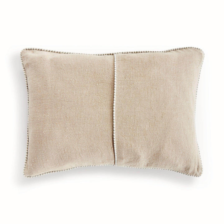 Luxury Flax Linen Lumbar Pillow 14x20 Green Trim