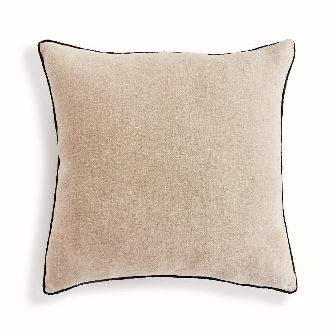 Luxury Yellow Flax and Black Linen Throw Pillow 24" with Insert