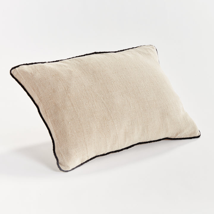Coastal Lumbar Pillow Flax Yellow With Black Trim 14X20