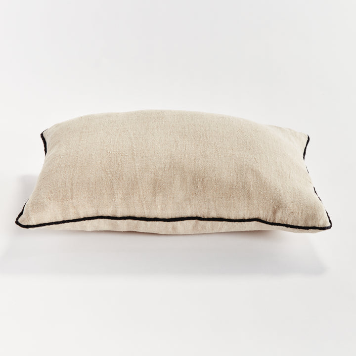 Coastal Lumbar Pillow Flax Yellow With Black Trim 14X20