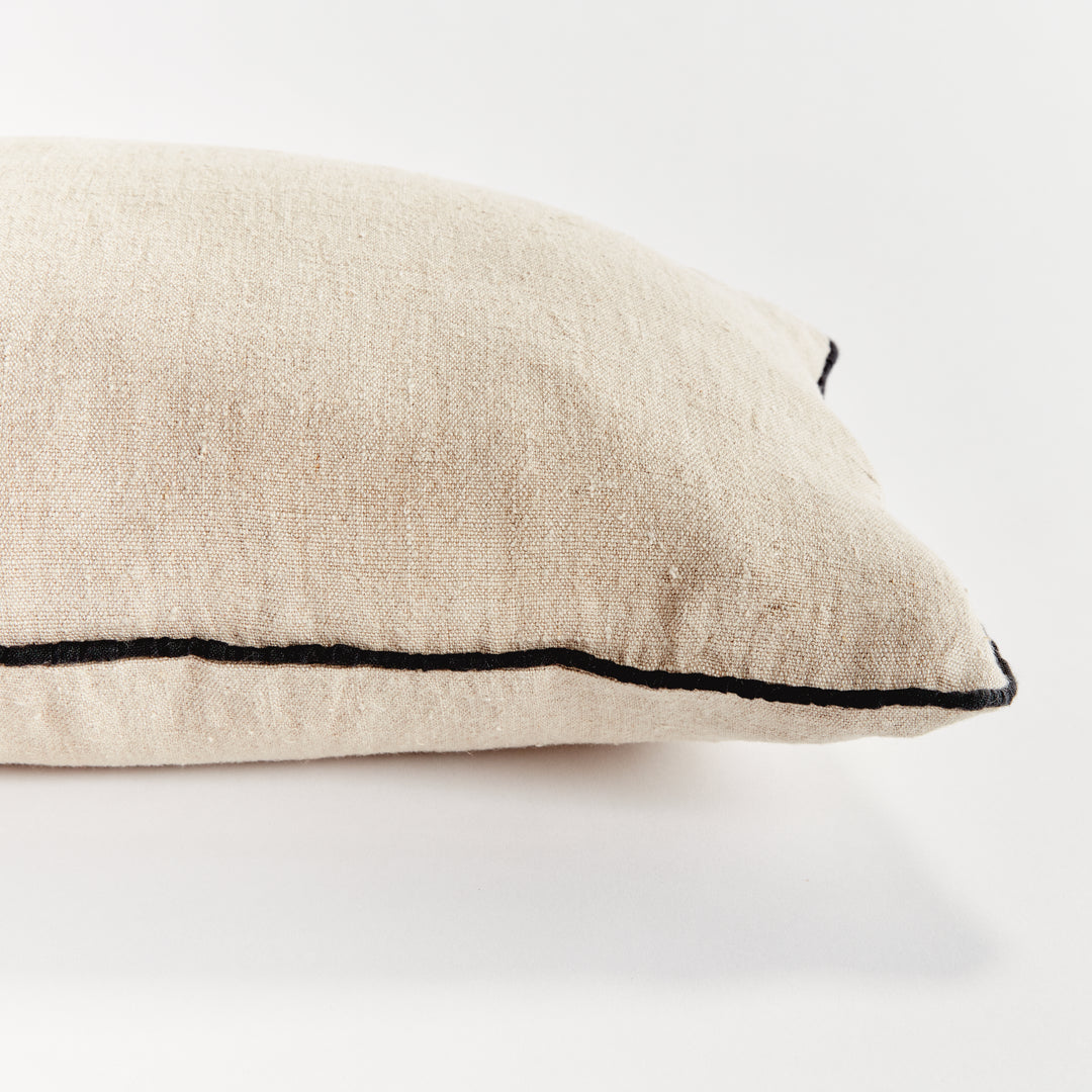 Coastal Lumbar Pillow Flax Yellow With Black Trim 14X20