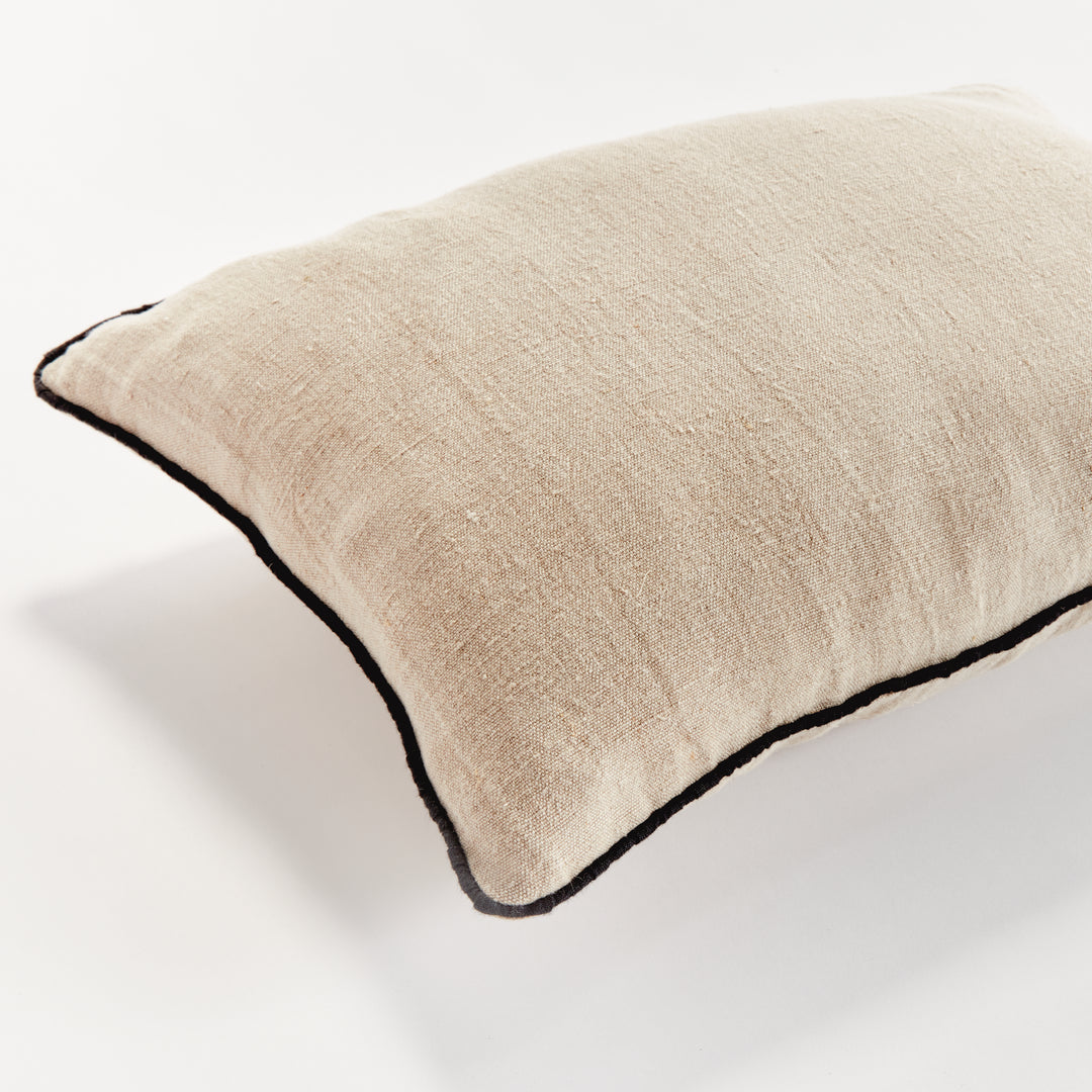 Coastal Lumbar Pillow Flax Yellow With Black Trim 14X20