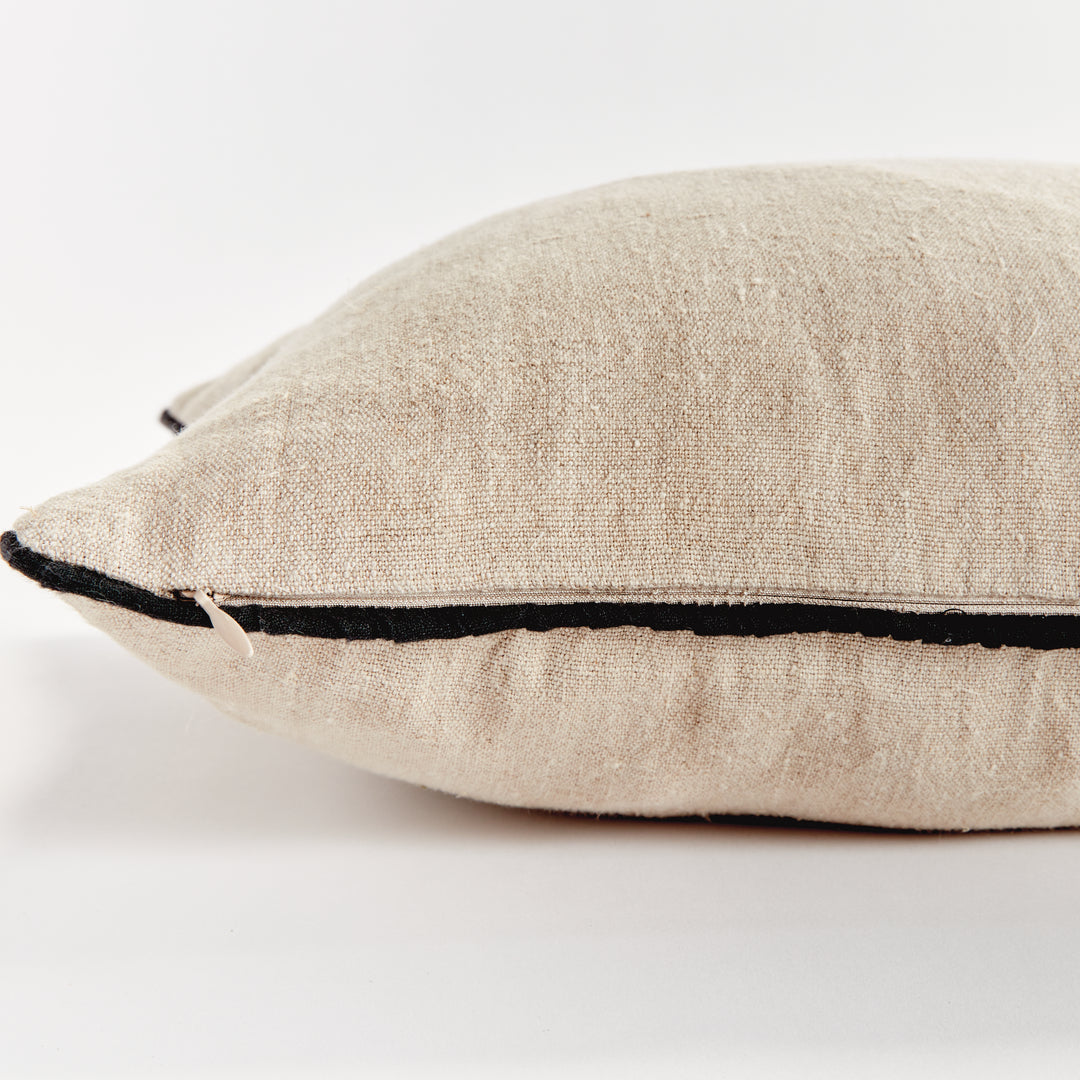 Coastal Lumbar Pillow Flax Yellow With Black Trim 14X20