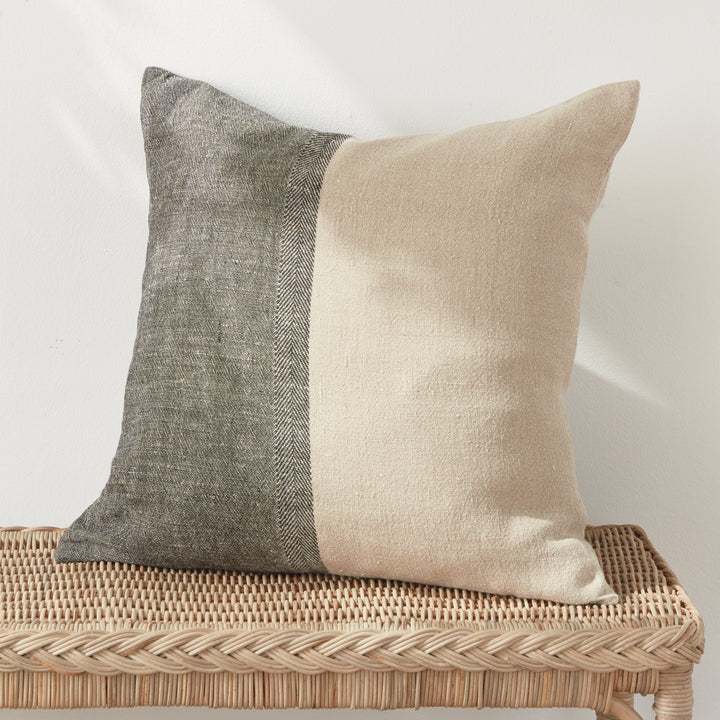 Black and Yellow Flax European Linen Pillow 24x24 with Insert