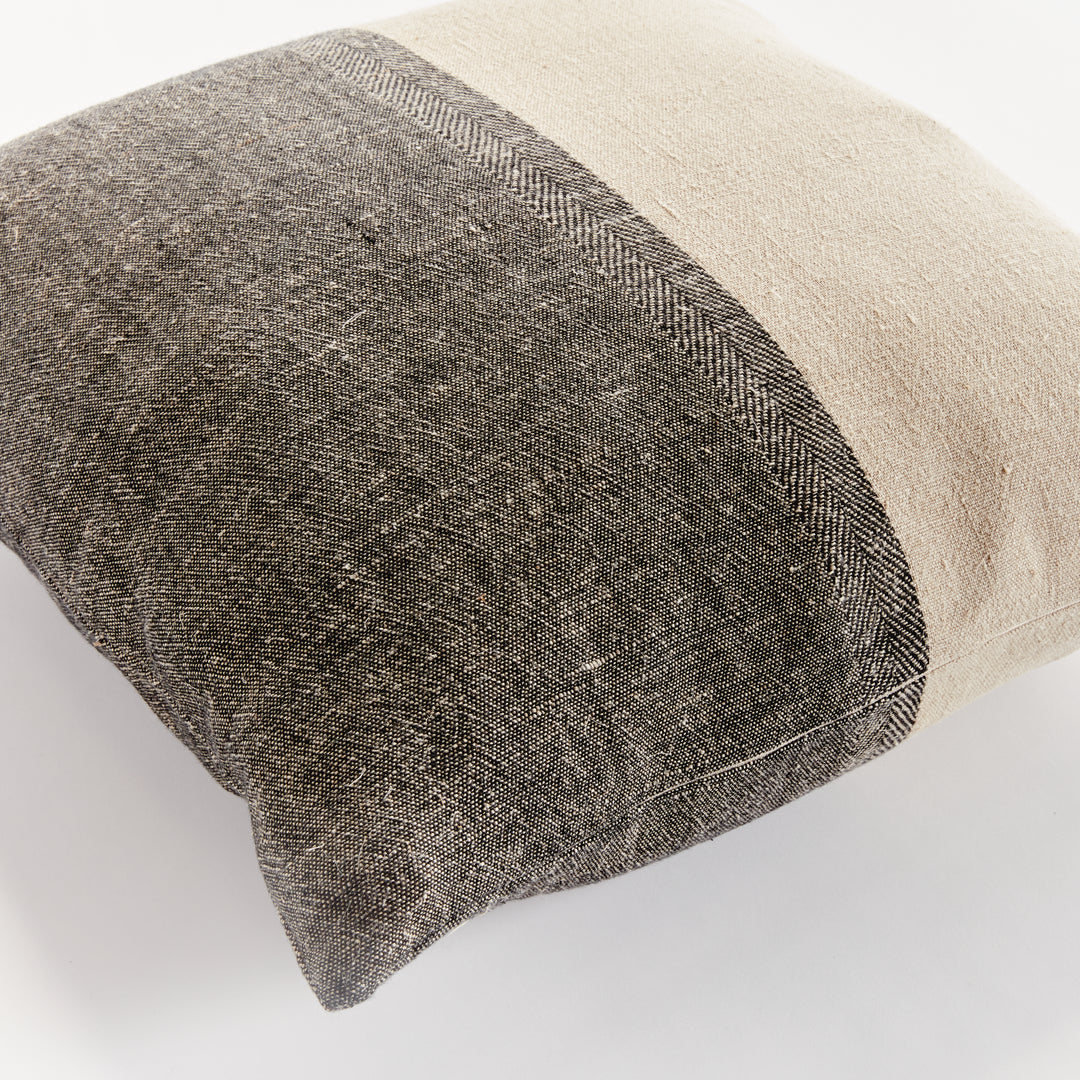 Black and Yellow Flax European Linen Pillow 24x24 with Insert
