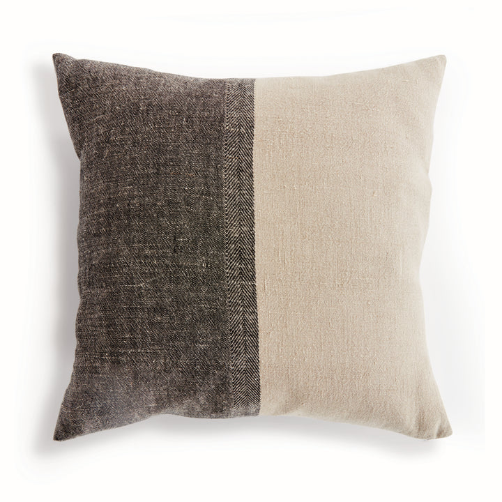 Black and Yellow Flax European Linen Pillow 24x24 with Insert