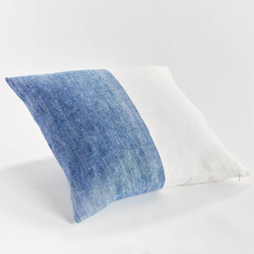 Coastal Navy Linen Throw Pillow 24 Inch with Insert