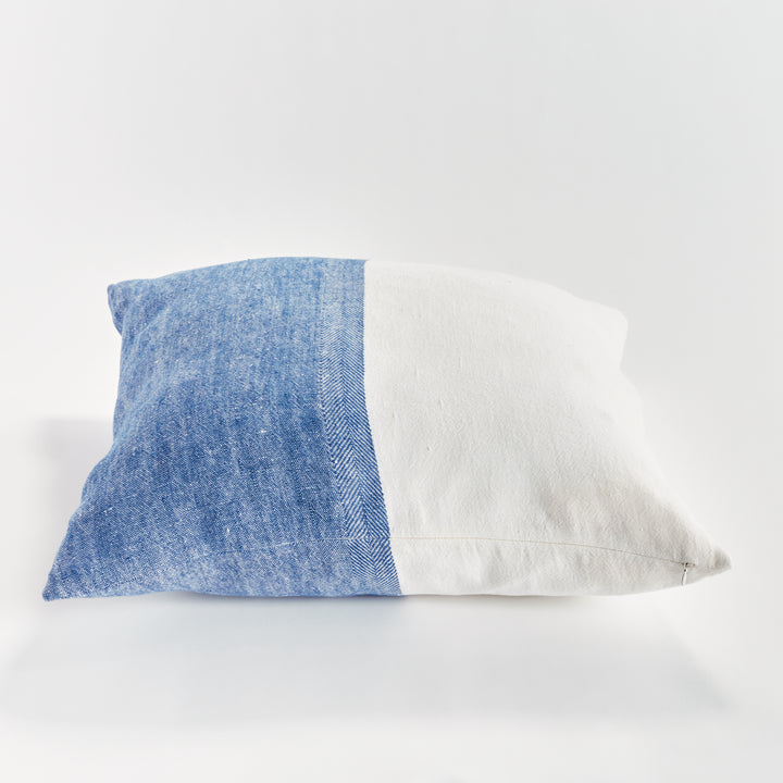 Coastal Navy Linen Throw Pillow 24 Inch with Insert