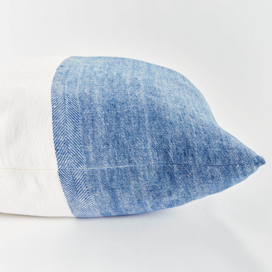 Coastal Navy Linen Throw Pillow 24 Inch with Insert