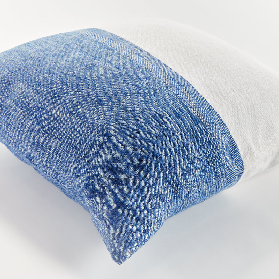 Coastal Navy Linen Throw Pillow 24 Inch with Insert