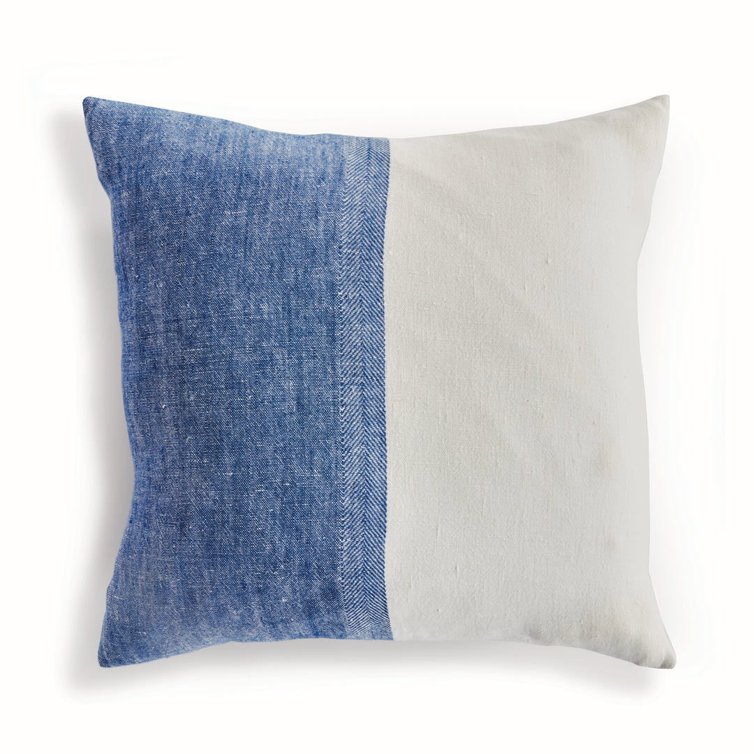 Coastal Navy Linen Throw Pillow 24 Inch with Insert