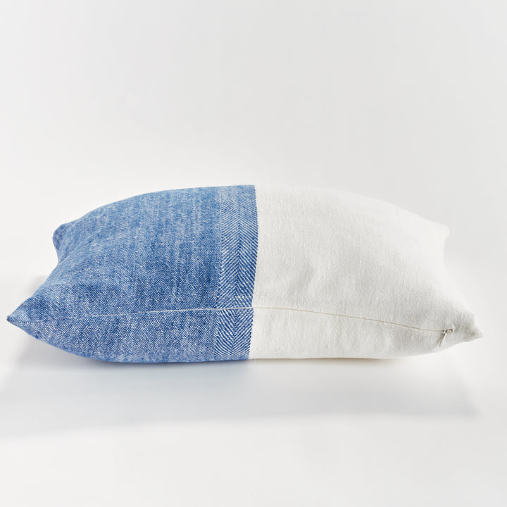 Coastal Navy Flax Lumbar Pillow for Relaxed Interiors
