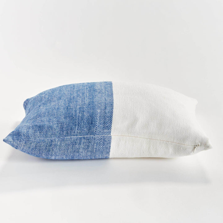Coastal Navy Flax Lumbar Pillow for Relaxed Interiors