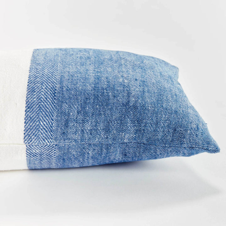 Coastal Navy Flax Lumbar Pillow for Relaxed Interiors