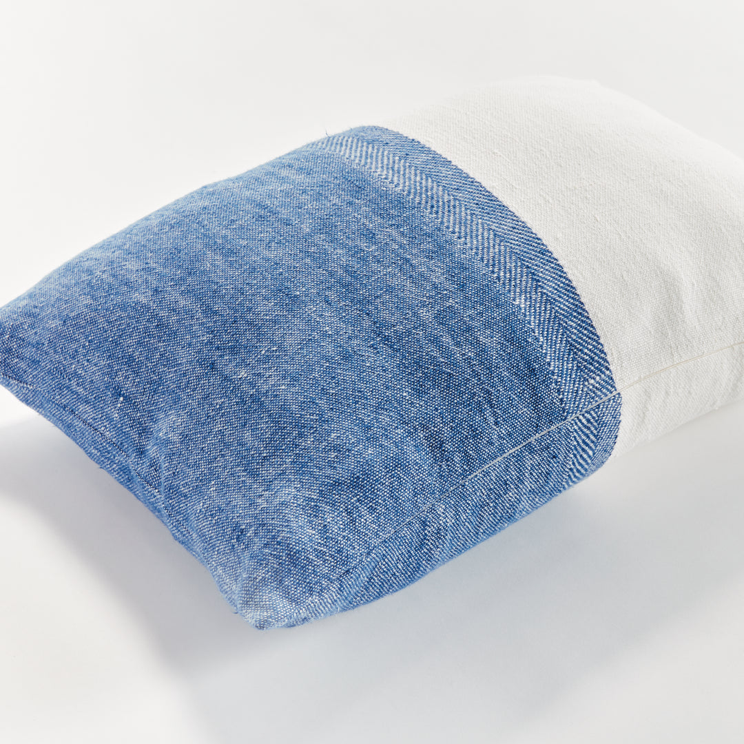 Coastal Navy Flax Lumbar Pillow for Relaxed Interiors