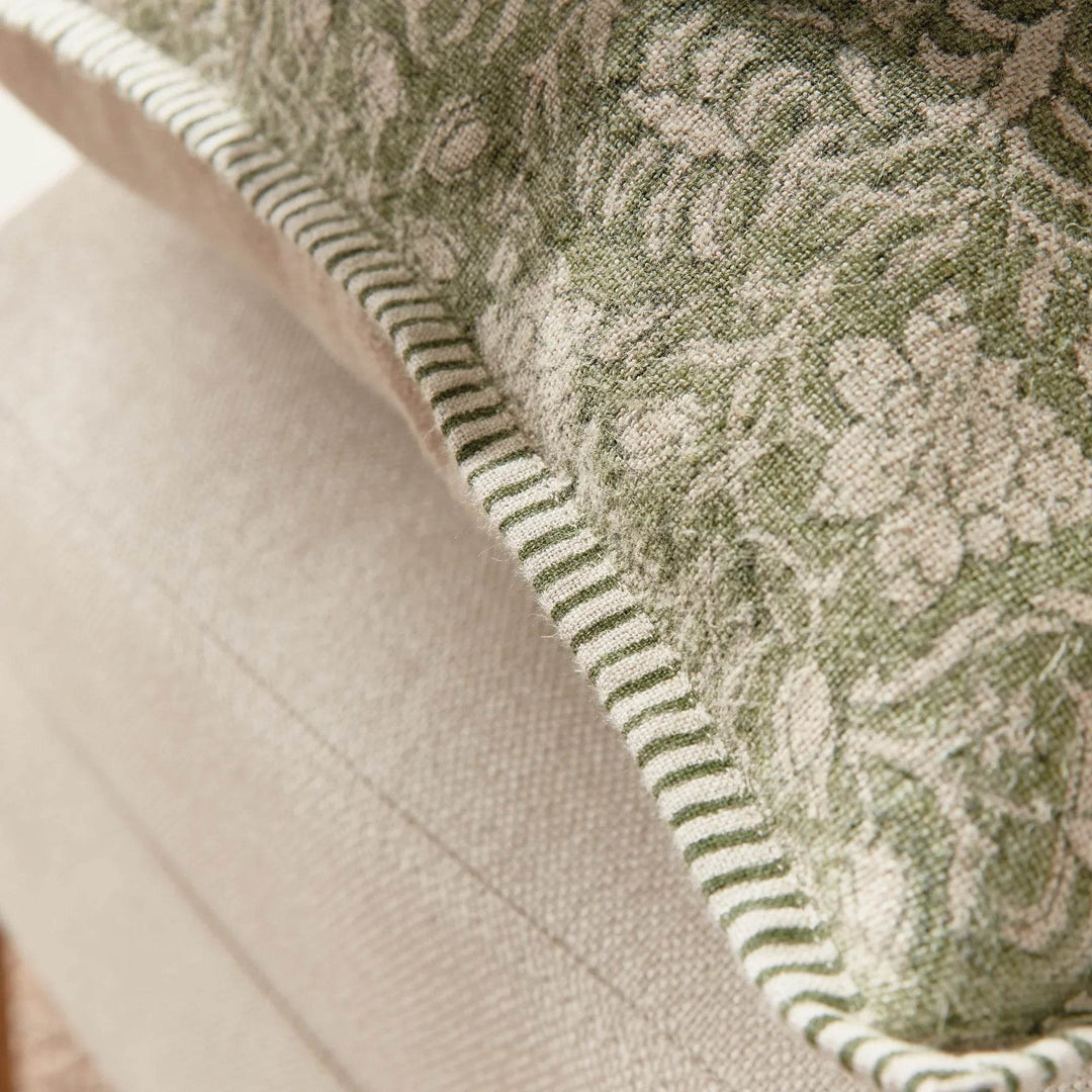 Green Block Print Linen Throw Pillow - 20x20 with Insert