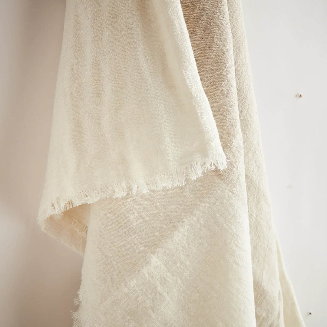 European Linen Throw Blanket, Flax And Ivory “ 60X50 - Delamere Design