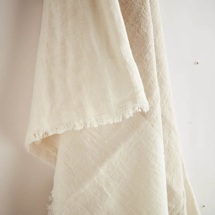 European Linen Throw Blanket, Flax And Ivory “ 60X50 - Delamere Design