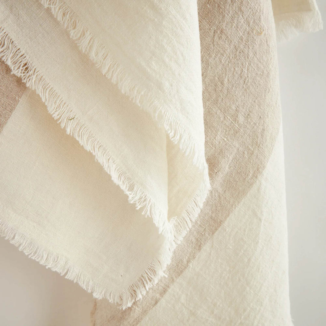European Linen Throw Blanket, Flax And Ivory “ 60X50 - Delamere Design