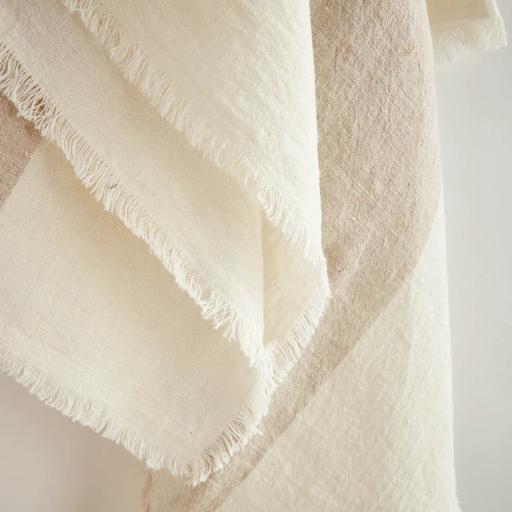 European Linen Throw Blanket, Flax And Ivory “ 60X50 - Delamere Design