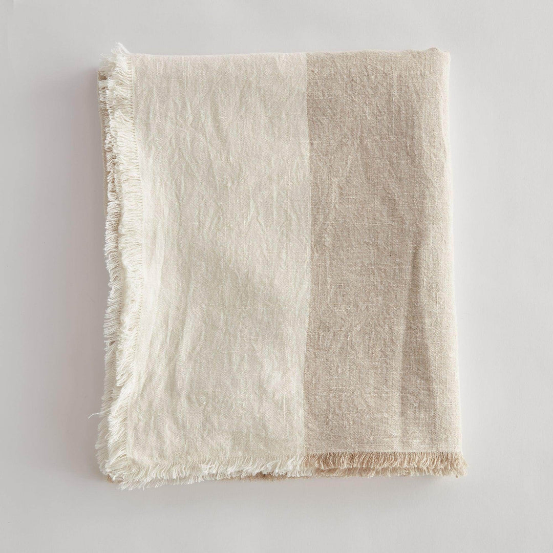 European Linen Throw Blanket, Flax And Ivory “ 60X50 - Delamere Design